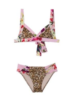 PQ Floral Pink & Leopard Print Bikini Set